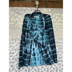 Karen Kane Blue Tie Dye Draped Wrap Top | Watercore & Indie Sleaze large